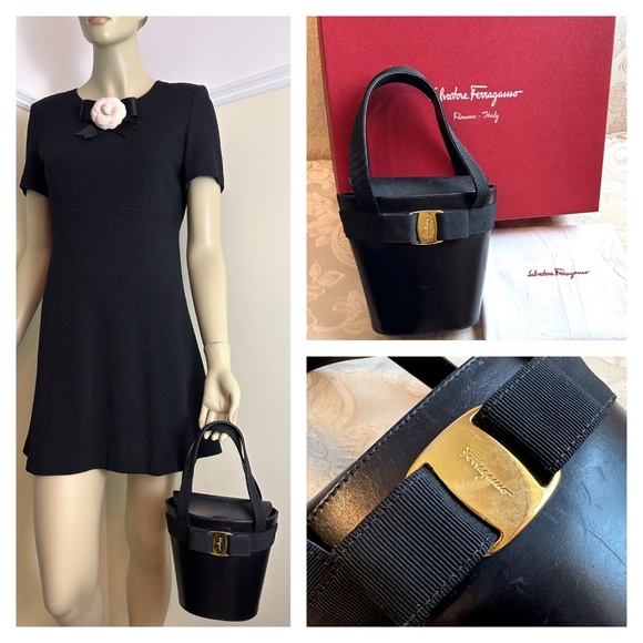 Salvatore Ferragamo black leather bucket bag - Picture 1 of 16